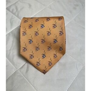 Jos A Bank Silk Tie Tropical Fish Novelty Coral Orange NWT Mens Neck Tie